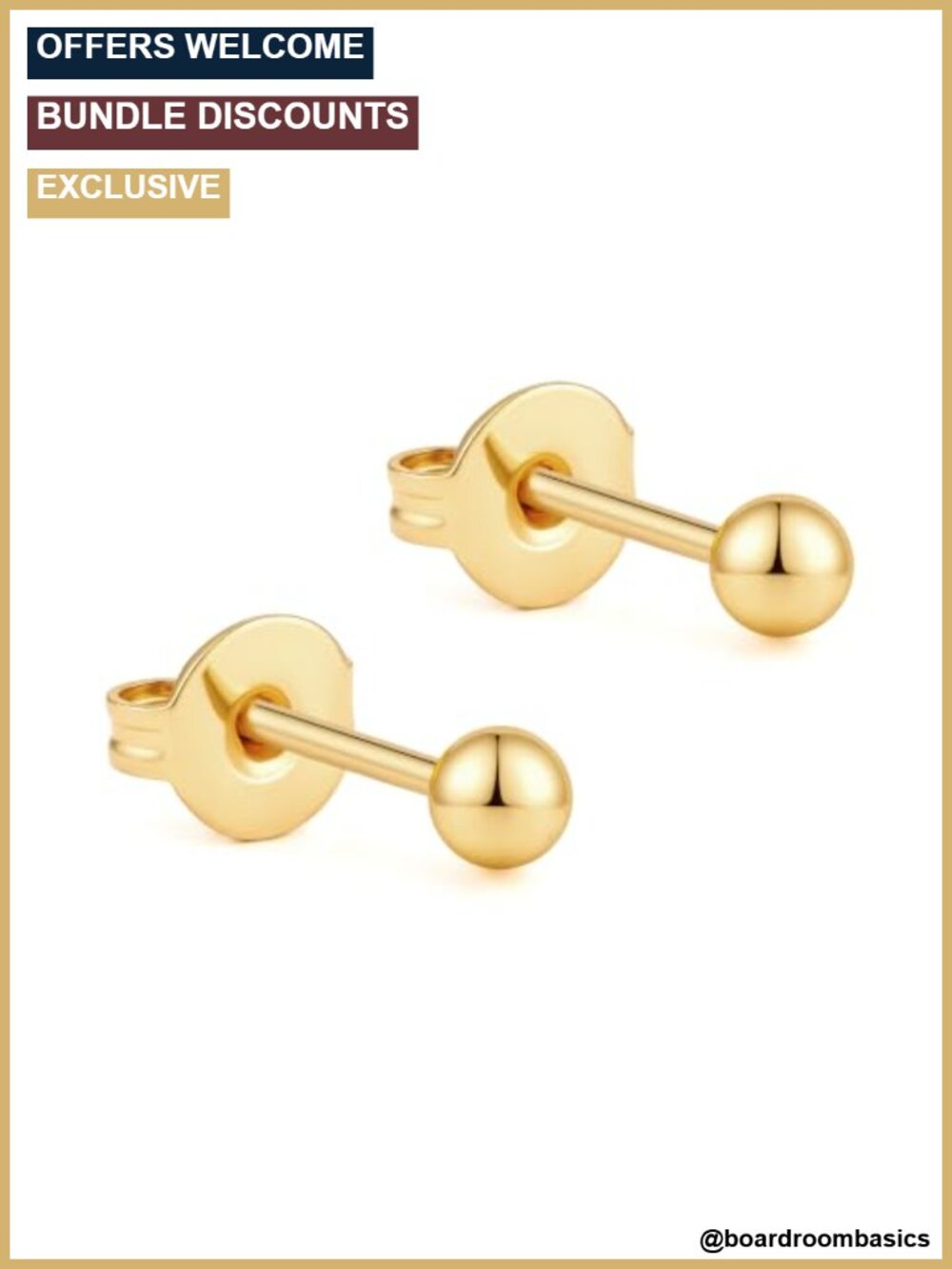 14K Gold Plated Ball Stud Earrings for Women Lightweight Comfortable